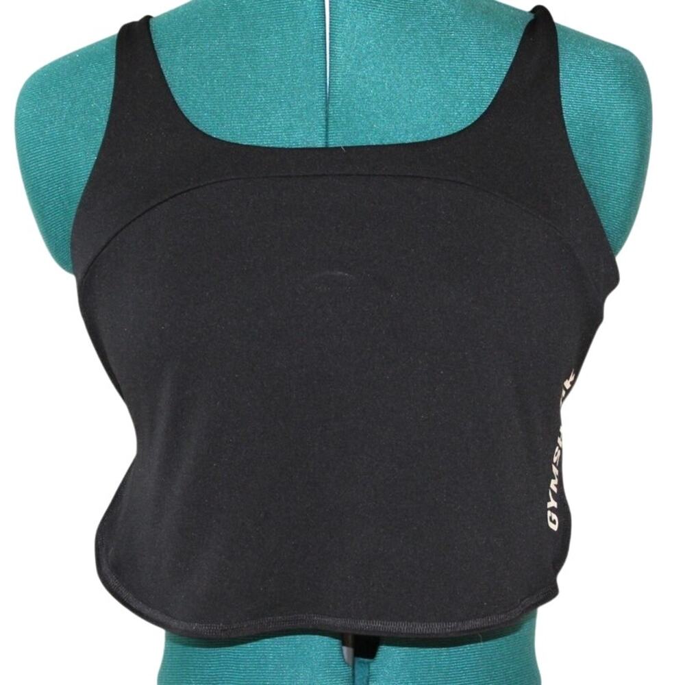Gymshark Black Cropped Tank Top Strappy Back Stretch Athletic Workout Top S